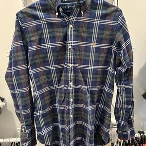 Ralph Lauren Navy and Green Plaid Button Down Shirt
